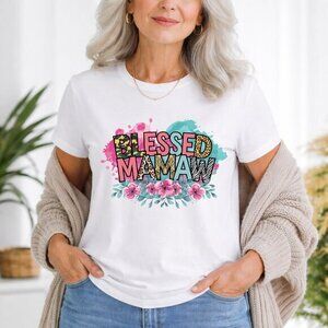 Blessed Mamaw T-Shirt – Floral Grandma Graphic Tee, Cute Gift for Mamaw, Unisex